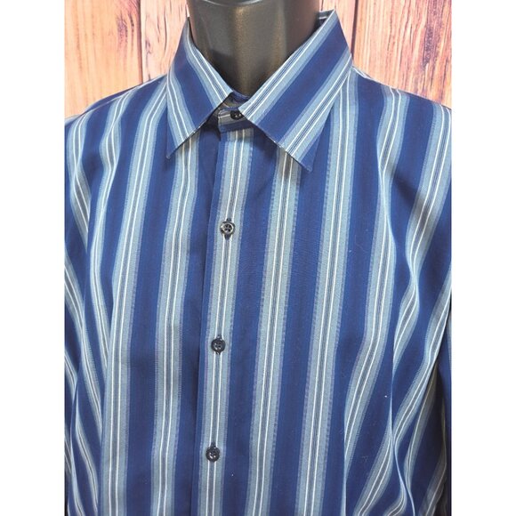 7 Diamonds Mens Blue Striped Button-Down Shirt XL - Picture 3 of 7
